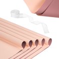 thumbnail image 1 of Uxcell 20 Sheets Flower Wrapping Paper with Ribbon 22.8" x 22.8" Light Pink/Rose Brown, 1 of 6
