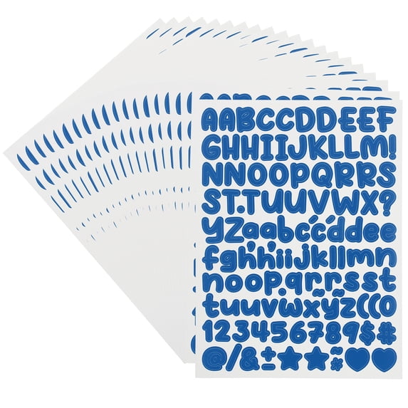 Uxcell 20 Sheets Letter Stickers 1/2 inch Small Vinyl Letter Number Stickers for Scrapbooking Bottle Classroom Decor Dark Blue