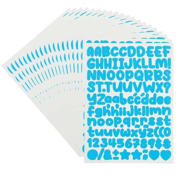 Uxcell 20 Sheets Letter Stickers, Small Vinyl Letter Number Stickers for Mailbox Decor, Light Blue