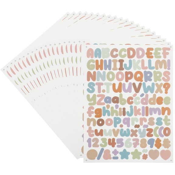 Uxcell 20 Sheets Letter Stickers 1/2 inch Small Vinyl Letter Number Stickers for Scrapbooking Bottle Classroom Decor Morandi