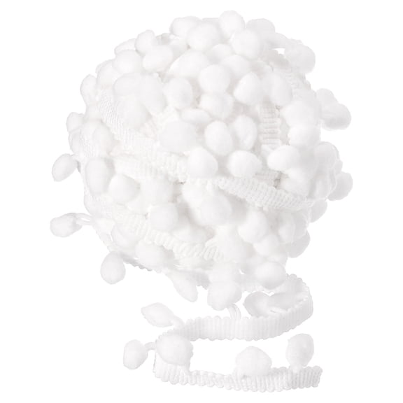 Uxcell 20 Yards Pom Pom Ball Fringe Trim Ribbon Sewing Accessory DIY Crafts, 10mm White