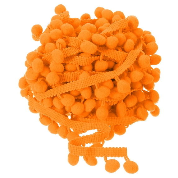 Uxcell 20 Yards Pom Pom Ball Fringe Trim Ribbon Sewing Trim DIY Crafts, 12mm Orange