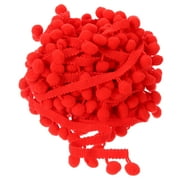 Uxcell 20 Yards Pom Pom Ball Fringe Trim Ribbon Sewing Trim DIY Crafts, 12mm Red