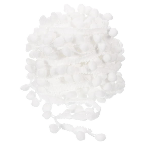 Uxcell 20 Yards Nylon Yarn Pom Pom Ball Fringe Trim Ribbon Sewing Trim for DIY Crafts 0.47" White