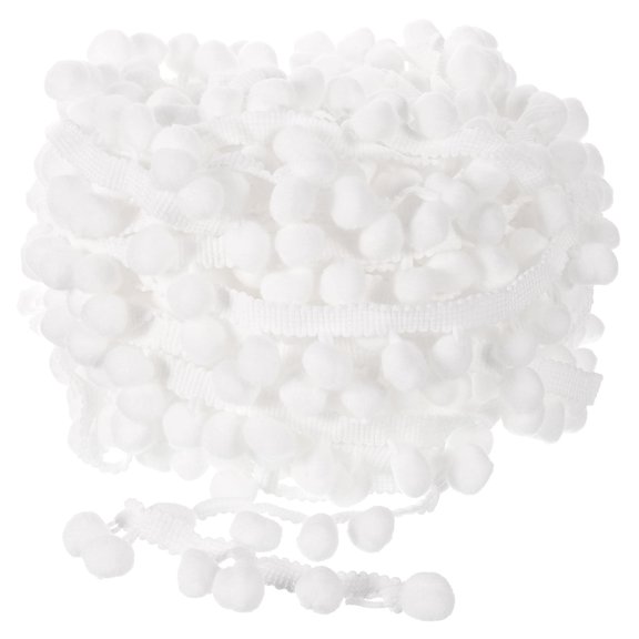 Uxcell 20 Yards Pom Pom Ball Fringe Trim Ribbon Sewing Trim DIY Crafts, 15mm White
