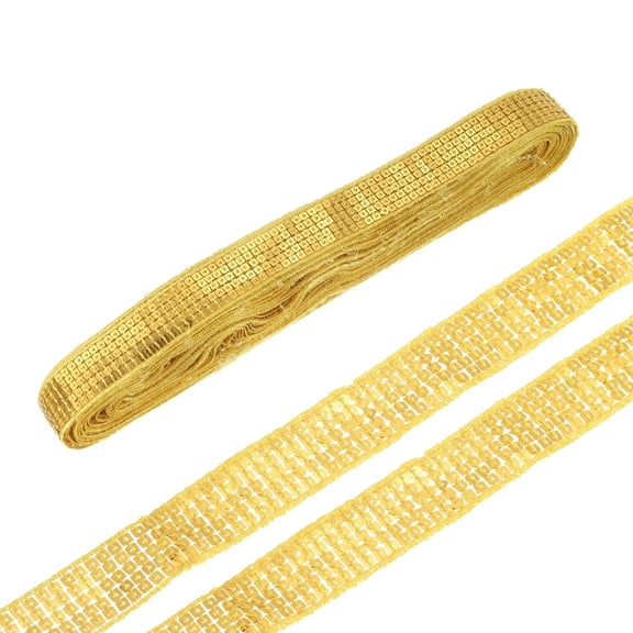 Uxcell 20 Yards Square Sequins Trim 5 Row 1 Inch Flat Sequin Strip Paillette Sequins Trim for Crafts Sewing Gold