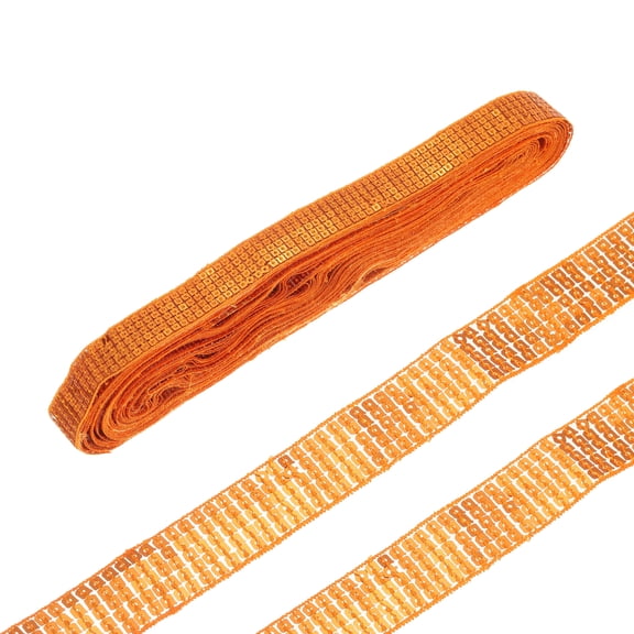 Uxcell 20 Yards Square Sequins Trim 5 Row 1 Inch Flat Sequin Strip Paillette Sequins Trim for Crafts Sewing Orange