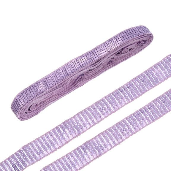 Uxcell 20 Yards Square Sequins Trim 5 Row 1 Inch Flat Sequin Strip Paillette Sequins Trim for Crafts Sewing Purple