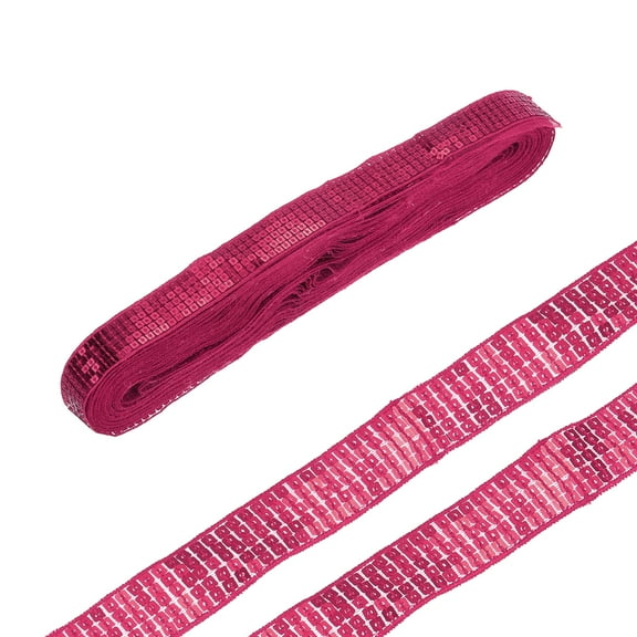 Uxcell 20 Yards Square Sequins Trim 5 Row 1 Inch Flat Sequin Strip Paillette Sequins Trim for Crafts Sewing Rose Red