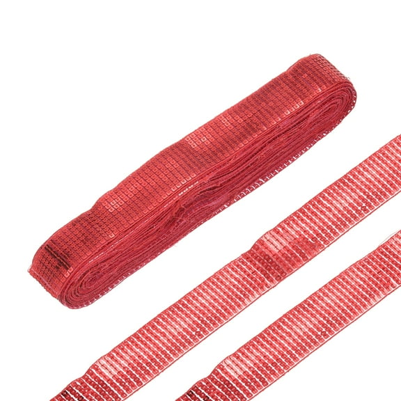 Uxcell 20 Yards Square Sequins Trim 9 Row 1.6 Inch Flat Sequin Strip Paillette Sequins Trim for Crafts Sewing Red