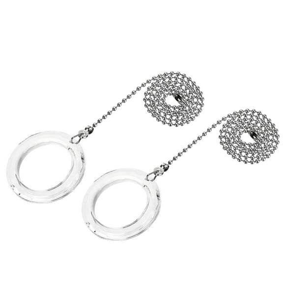 Uxcell 20 inch Nickel Finish Fan Light Lighting Accessories Pull Chain 50mm Clear Crystal Circle Pendant 2Pcs