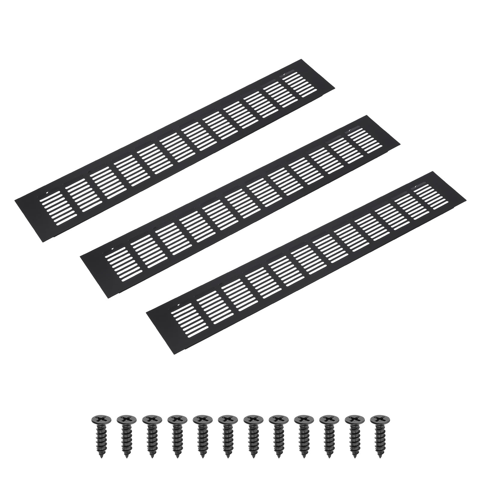Uxcell 20 x 3.2" Rectangle Ventilation Grille 3Pcs Aluminum Air Vent Cover Black