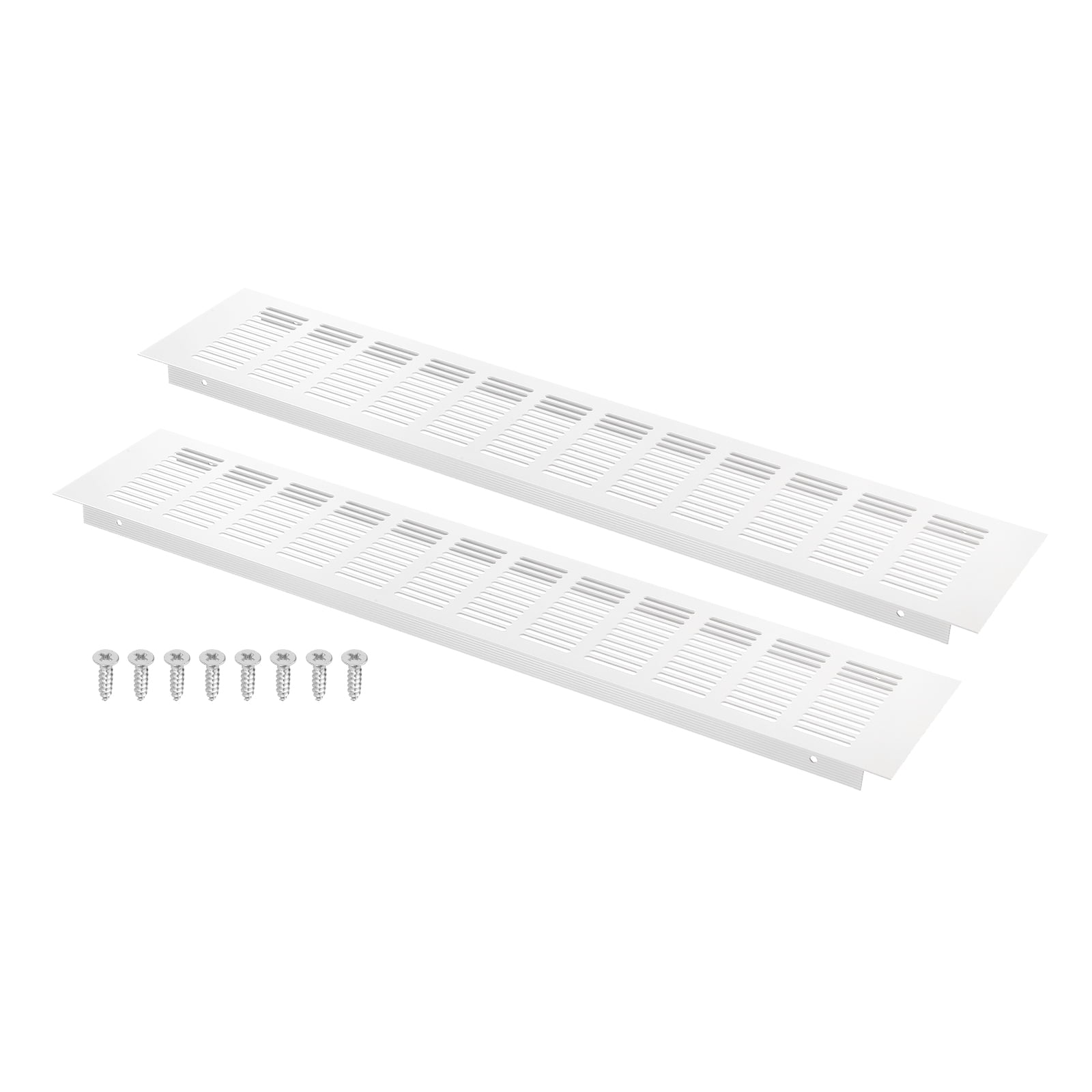 Uxcell 20 x 4 Inch Door Air Vent Cover, 2 Set Heavy Duty Aluminum Grille Ventilation Cover Louvered with 8 Mounting Screws for Cabinet Wardrobe Door, Grey