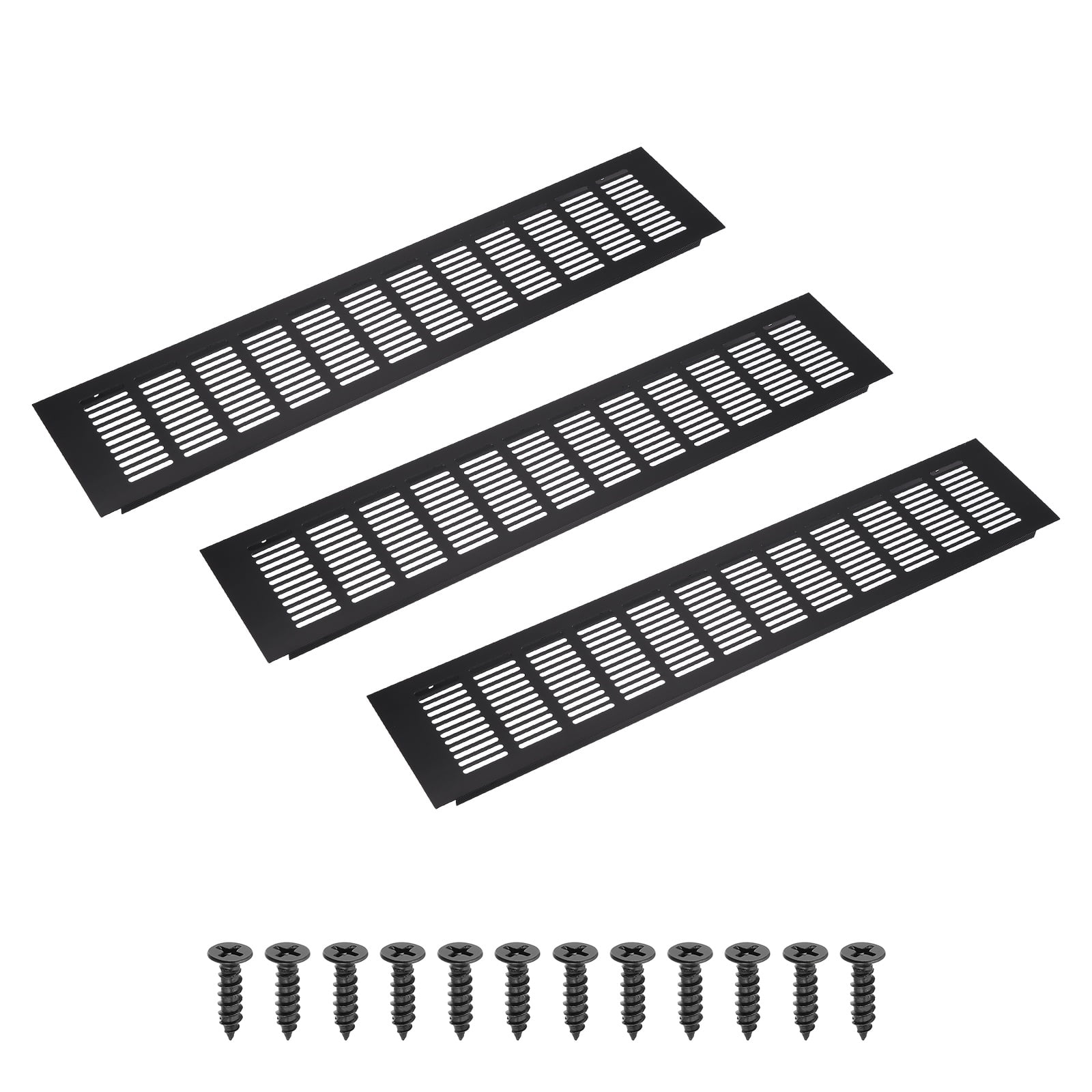 Uxcell 20 x 4" Rectangle Ventilation Grille 3Pcs Aluminum Air Vent Cover Black