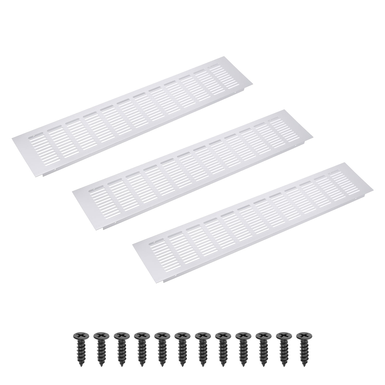 Uxcell 20 x 4" Rectangle Ventilation Grille 3Pcs Aluminum Air Vent Cover Silver
