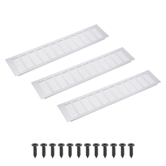 Uxcell 20 x 4 Inch Rectangle Ventilation Grille, 3PCS Aluminum Air Vent Cover, Silver