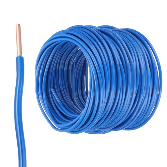Uxcell 200 Feet Electrical Wire Insulated Solid Copper 12AWG Hook Up Wire Cable, Blue
