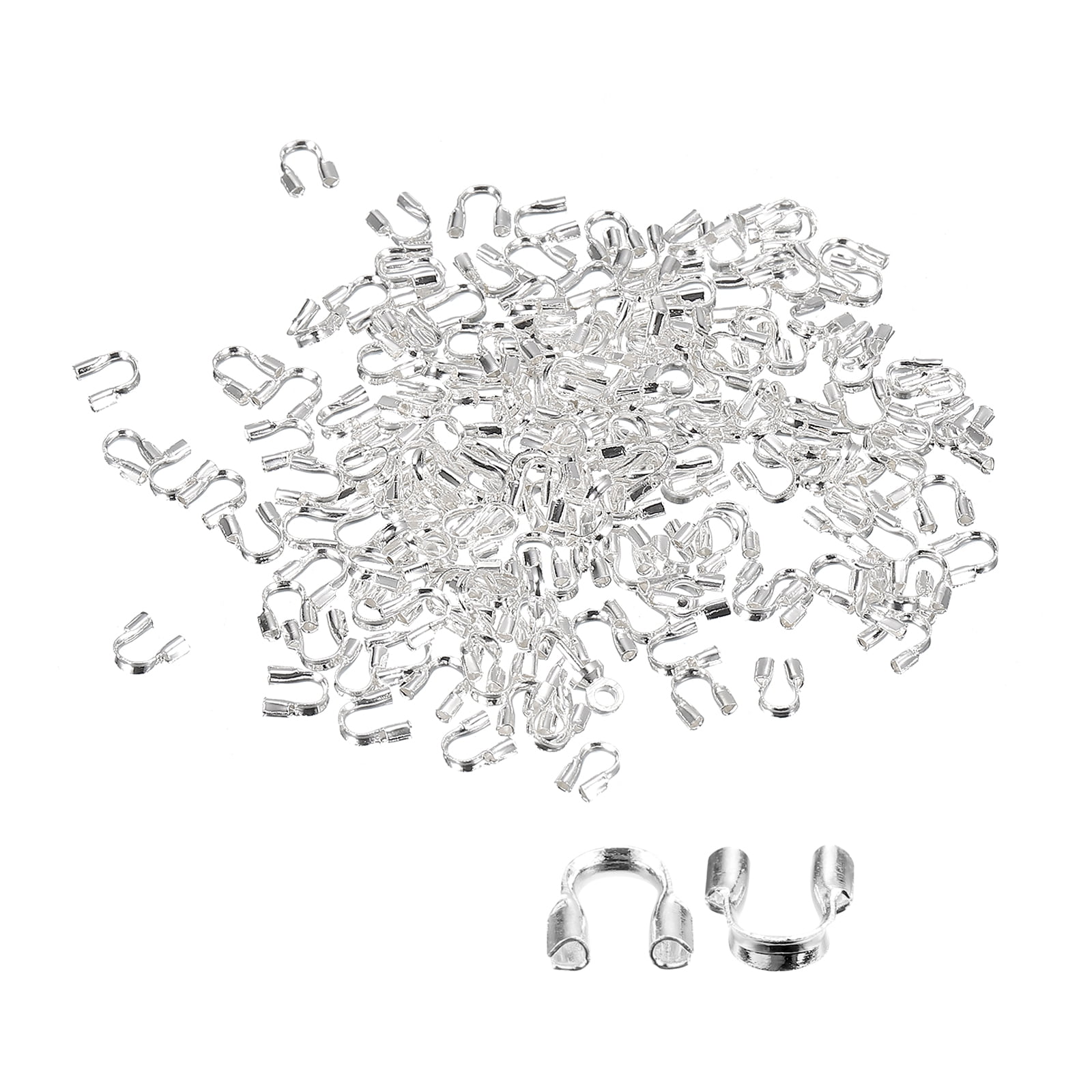 Uxcell 200 Pack 0.6mm U Shape Wire Guard Thread Protector Loops Silver ...