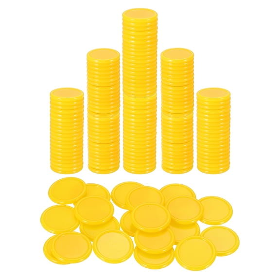Uxcell 200 Pack 20mm Plastic Poker Chips, Mini Bingo Chips Learning Counters Counting Counters Disks Markers Opaque Game Tokens for Game Play Math Counting, Yellow