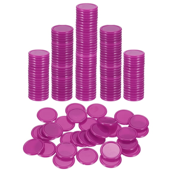 Uxcell 200 Pack 20mm Plastic Poker Chips, Mini Bingo Chips Learning Counters Counting Counters Disks Markers Opaque Game Tokens for Game Play Math Counting, Rose Red