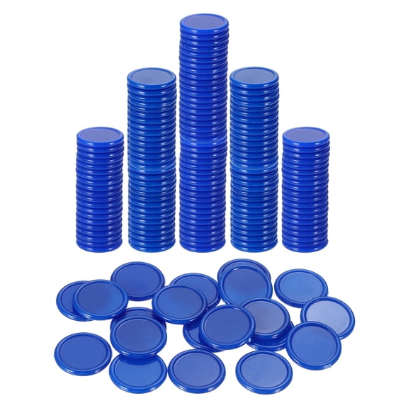 Uxcell 200 Pack 20mm Plastic Poker Chips, Mini Bingo Chips Learning Counters Counting Counters Disks Markers Opaque Game Tokens for Game Play Math Counting, Blue