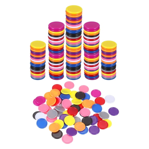 Uxcell 200 Pack 20mm Plastic Poker Chips, Mini Bingo Chips Learning Counters Counting Counters Disks Markers Opaque Game Tokens for Game Play Math Counting, Multicolor