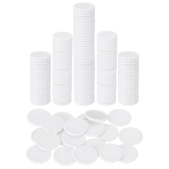 Uxcell 200 Pack 20mm Plastic Poker Chips, Mini Bingo Chips Learning Counters Counting Counters Disks Markers Opaque Game Tokens for Game Play Math Counting, White