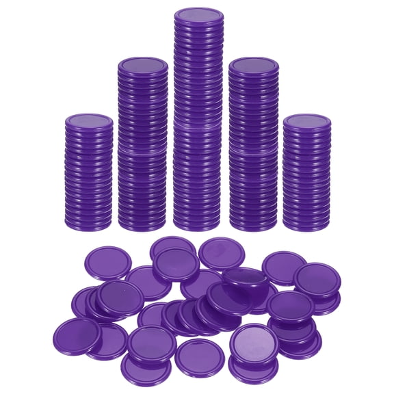 Uxcell 200 Pack 20mm Plastic Poker Chips, Mini Bingo Chips Learning Counters Counting Counters Disks Markers Opaque Game Tokens for Game Play Math Counting, Purple