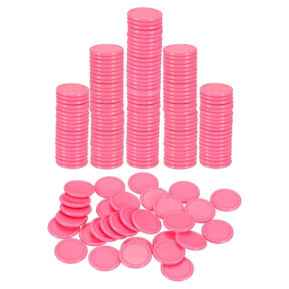 Uxcell 200 Pack 20mm Plastic Poker Chips, Mini Bingo Chips Learning Counters Counting Counters Disks Markers Opaque Game Tokens for Game Play Math Counting, Pink