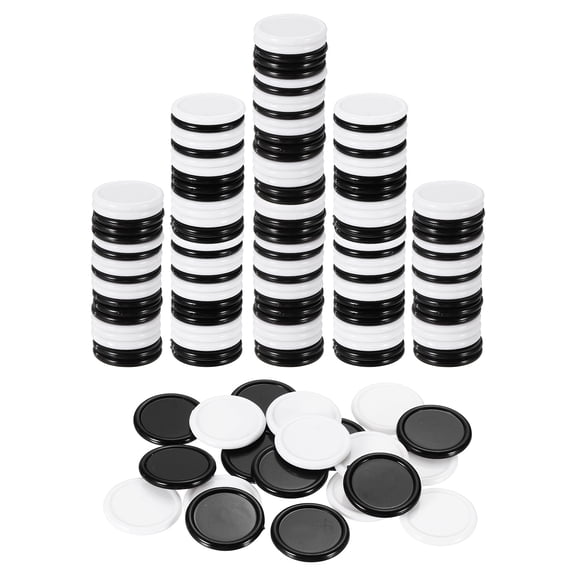 Uxcell 200 Pack 20mm Plastic Poker Chips, Mini Bingo Chips Learning Counters Counting Counters Disks Markers Opaque Game Tokens for Game Play Math Counting, Black/White