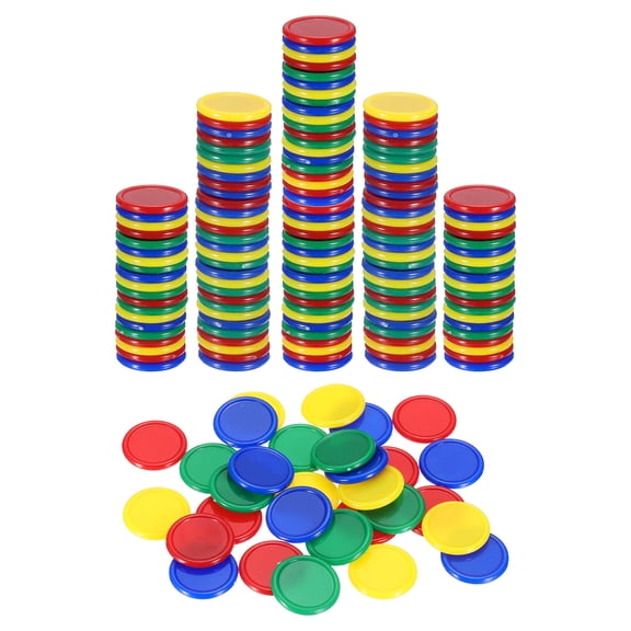 Uxcell 200 Pack 20mm Plastic Poker Chips, Mini Bingo Chips Learning Counters Counting Counters Disks Markers Opaque Game Tokens for Game Play Math Counting, Green/Red/Yellow/Blue
