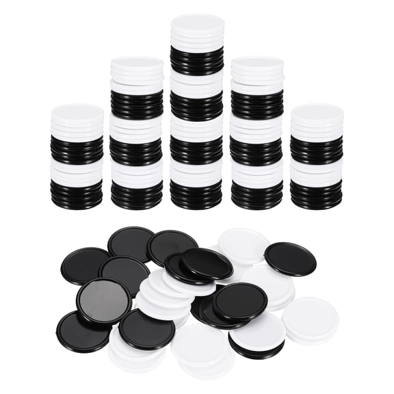 Uxcell 200 Pack 25mm Plastic Poker Chips, Mini Bingo Chips Learning Counters Counting Counters Disks Markers Opaque Game Tokens for Game Play Math Counting, Black/White