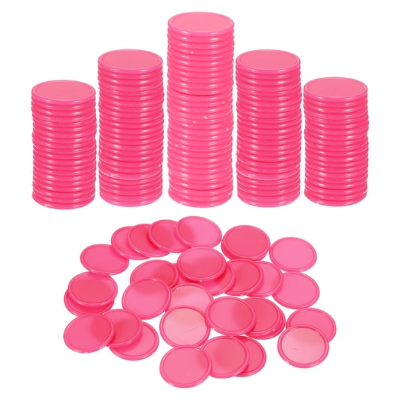 Uxcell 200 Pack 25mm Plastic Poker Chips, Mini Bingo Chips Learning Counters Counting Counters Disks Markers Opaque Game Tokens for Game Play Math Counting, Pink