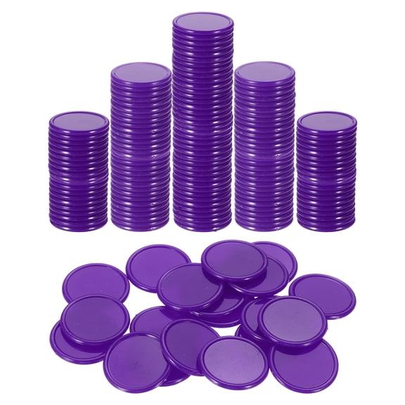 Uxcell 200 Pack 25mm Plastic Poker Chips, Mini Bingo Chips Learning Counters Counting Counters Disks Markers Opaque Game Tokens for Game Play Math Counting, Purple