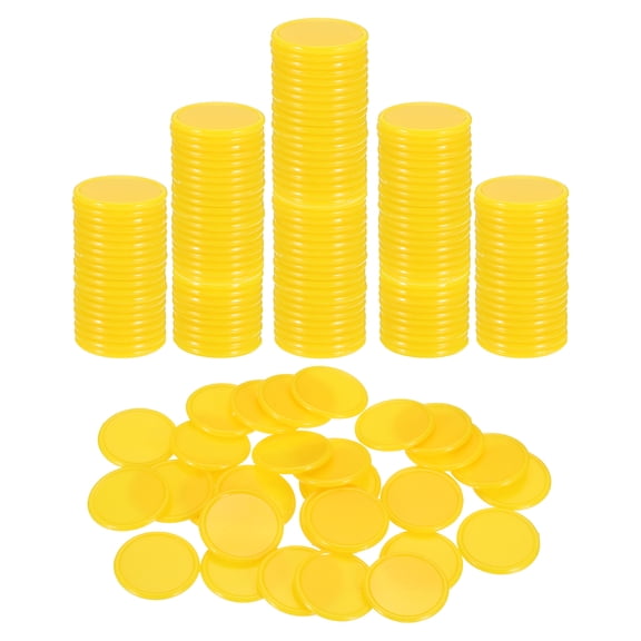 Uxcell 200 Pack 25mm Plastic Poker Chips, Mini Bingo Chips Learning Counters Counting Counters Disks Markers Opaque Game Tokens for Game Play Math Counting, Yellow