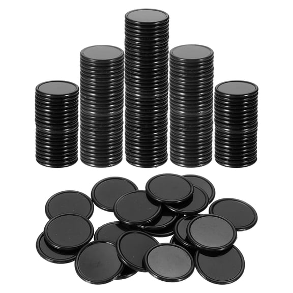 Uxcell 200 Pack 25mm Plastic Poker Chips, Mini Bingo Chips Learning Counters Counting Counters Disks Markers Opaque Game Tokens for Game Play Math Counting, Black