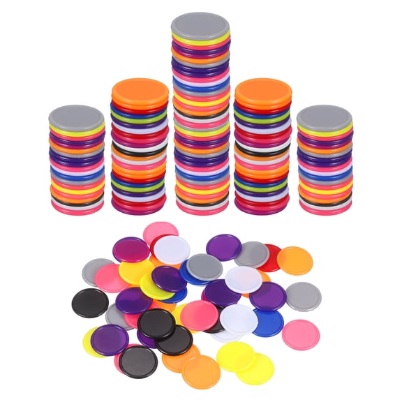 Uxcell 200 Pack 25mm Plastic Poker Chips, Mini Bingo Chips Learning Counters Counting Counters Disks Markers Opaque Game Tokens for Game Play Math Counting, Multicolor