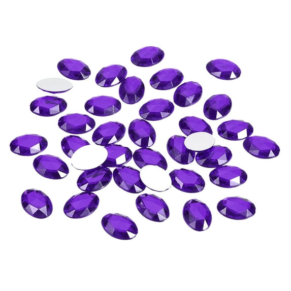 Uxcell 200 Pack 25x18mm Oval Flatback Cabochons Acrylic Rhinestone, Deep Purple