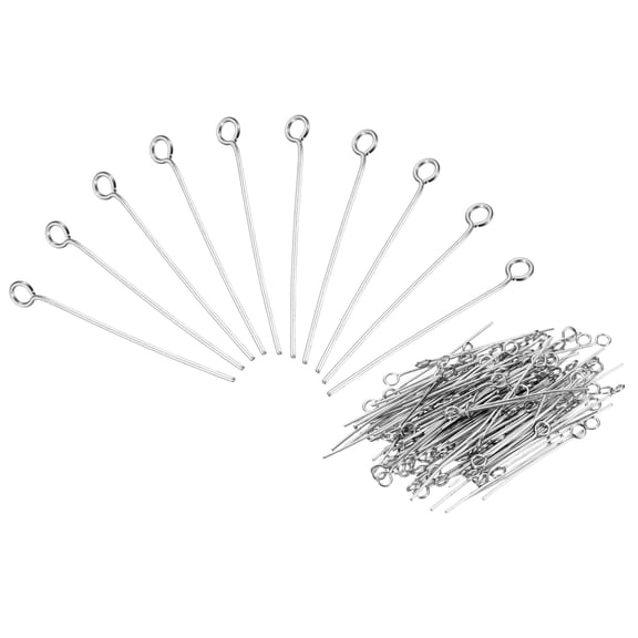 Uxcell 200 Pack 304 Stainless Steel Jewelry Eye Pins 28mm 22 Gauge Silver Open Eye Pins for Jewelry Making DIY Craft Necklaces Bracelets Earrings
