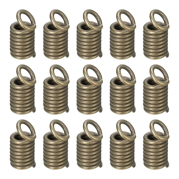 Uxcell 200 Pack Coil Cord Ends, 4x9mm Iron Spring Tube Cap Clasps for DIY Craft Making, Bronze Tone