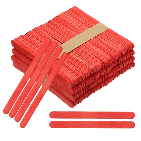 Uxcell 200 Pack Craft Sticks, 4.5 Inch Wood Sticks for Crafts Ice Cream DIY Home Art Projects Creative Designs Education, Red