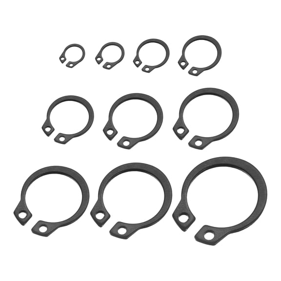 Uxcell 200 Pack External Retaining Rings, 10 Sizes 65Mn Carbon Steel Circlip Snap Ring
