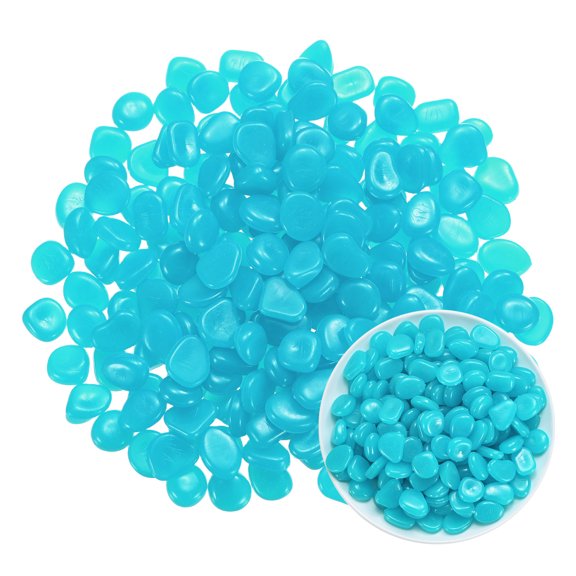 Uxcell 200-Pack Glow in The Dark Rocks, 0.79" Resin Outdoor Garden Decorations Luminous Pebbles Stones [Light Blue]