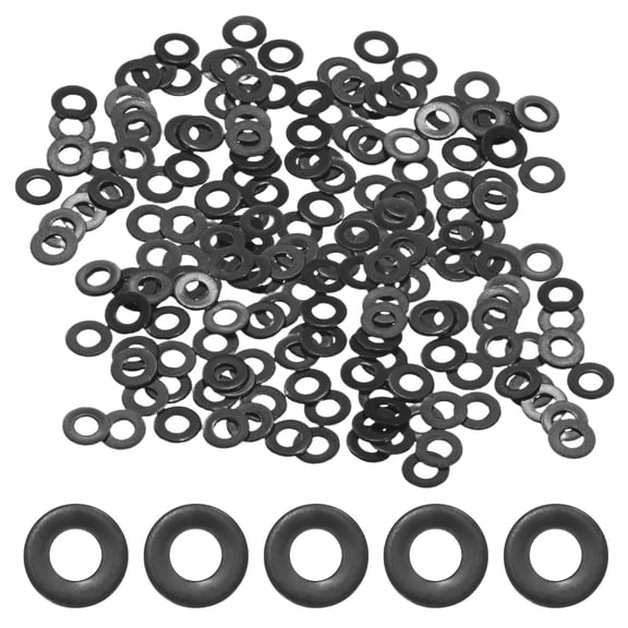 Uxcell 200-Pack M2 Flat Washers, Metric 5mm OD 0.3mm Thick 304 Stainless Steel Washers for Bolts Screws Nuts[Black Galvanized]