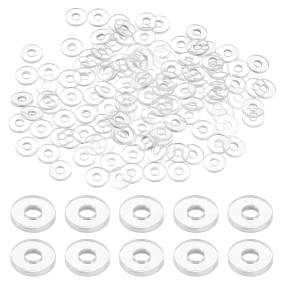Uxcell 200-Pack M2 Plastic Flat Washers, 2.5mm ID 5mm OD 0.5mm Thick Plastic Clear Shower Door Handle Washers Spacer