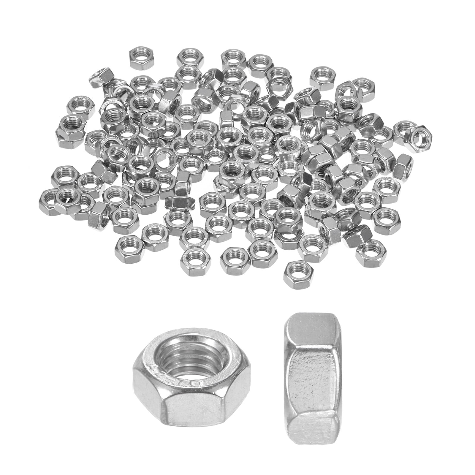 Uxcell 200 Pack Metric Hex Nuts M8 x 1.25mm Thread Stainless Steel Hexagon Nut for Machinery Automotive