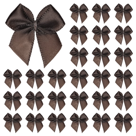 Uxcell 200-Pack Mini Craft Ribbon Bow 1x1 Inch Checkered Fabric Satin Brown