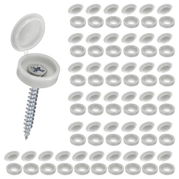 Uxcell 200-Pack Plastic Hinged Screw Covers Caps, 4mm Shutter Screws with Caps, Fold Screw Snap Covers, Washer Flip Screw Cover [Light Gray]
