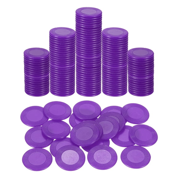 Uxcell 200 Pack Plastic Poker Chips, 22mm Mini Bingo Chips Learning Counters Counting Counters Disks Markers Opaque Game Tokens for Game Play Math Counting, Purple, Pattern