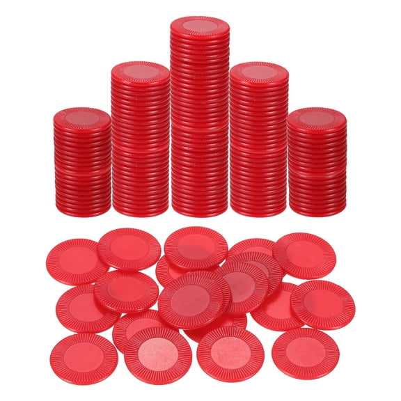 Uxcell 200 Pack Plastic Poker Chips, 22mm Mini Bingo Chips Learning Counters Counting Counters Disks Markers Opaque Game Tokens for Game Play Math Counting, Red, Pattern